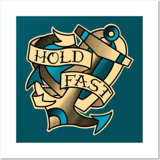 Hold fast, anchor and heart with banner, traditional tattoo style Posters and Art